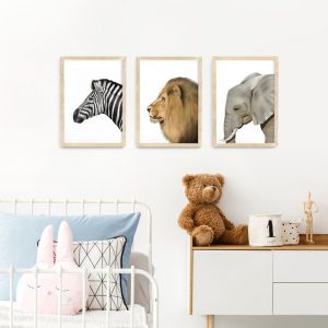 Safari Animal Frame 3 Set – natural wood A3 picture frames