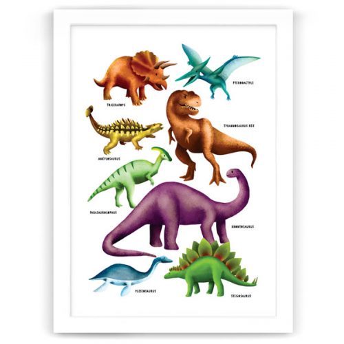 Dinosaur Poster Print White frame