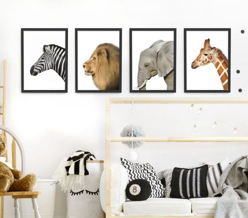 Safari Animal Frame Set – black picture frames