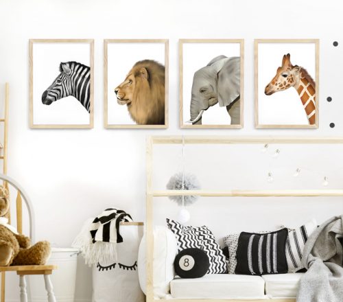 Safari Animal Frame Set – natural wood picture frames