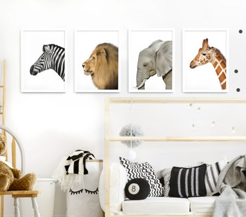 Safari Animal Frame Set – white picture frames