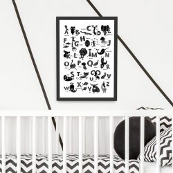 ABC Alphabet Animal Black & White Print Baby Room