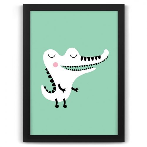 Pastel safari crocodile print black frame