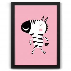Pastel safari zebra print black frame
