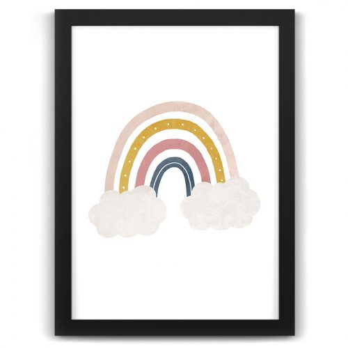 Rainbow nursery art print black frame