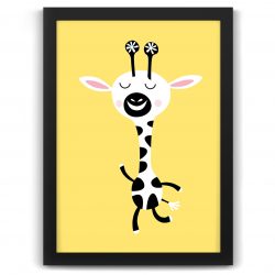 Pastel safari giraffe print black frame