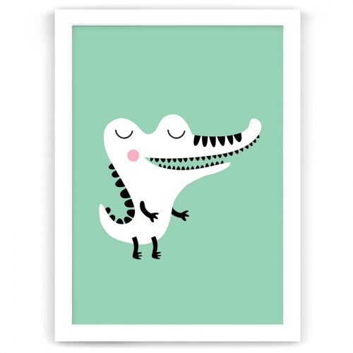Pastel safari crocodile print white frame