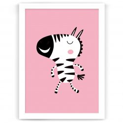 Pastel safari zebra print white frame