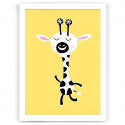 Pastel safari giraffe print white frame
