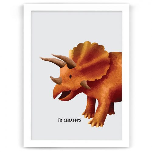Dinosaur Triceratops nursery kids art print nz