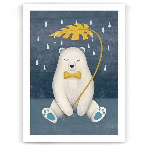 Whimsical Polar Bear Nursery Kids Art Print NZ
