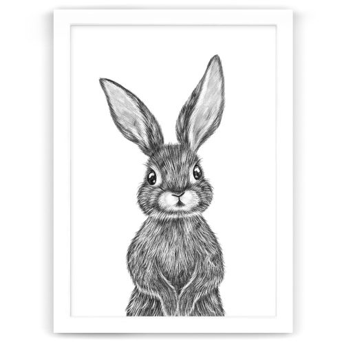 Baby Rabbit Print White Frame